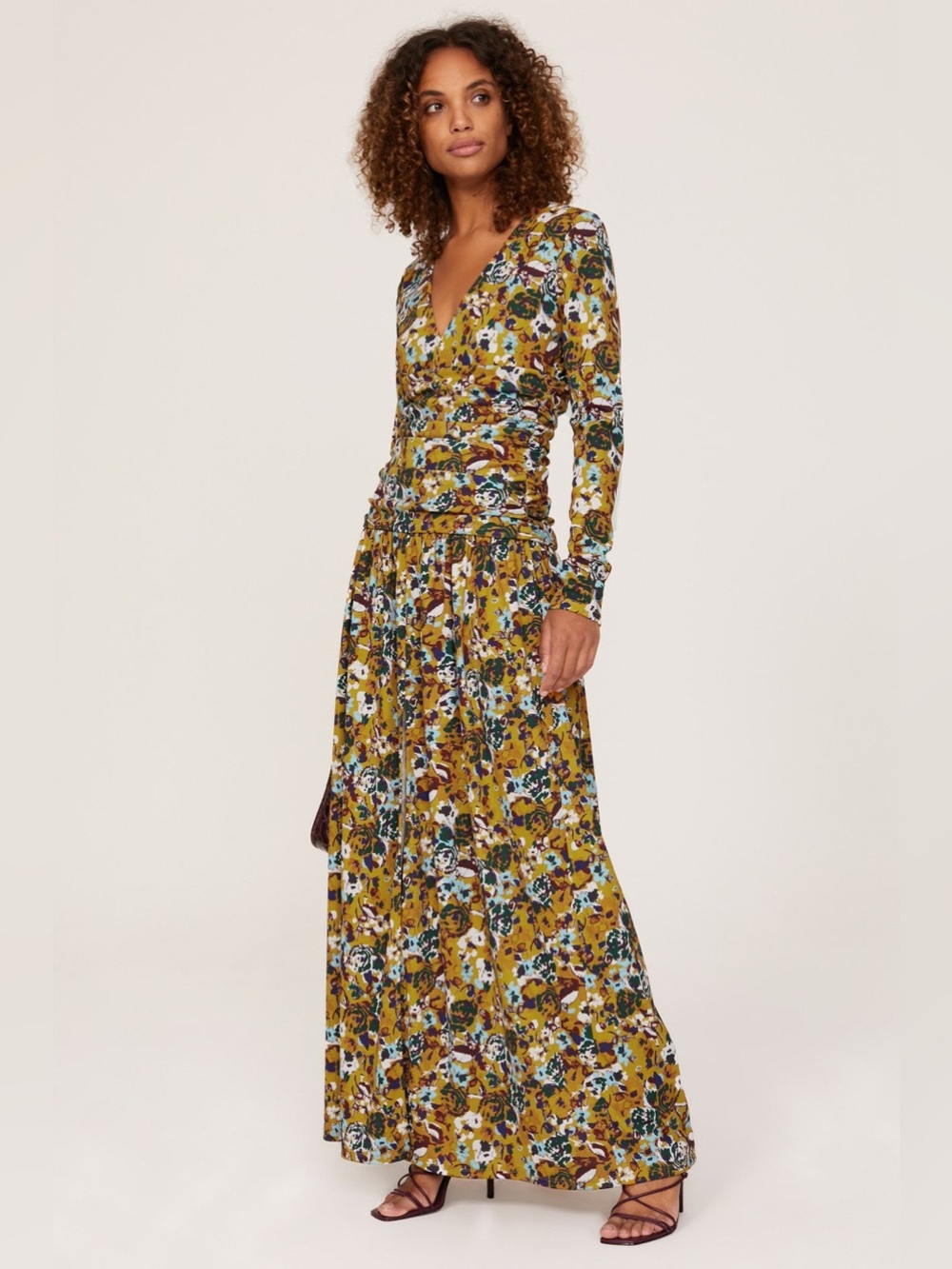 Taylor Mustard Floral Wrap Dress